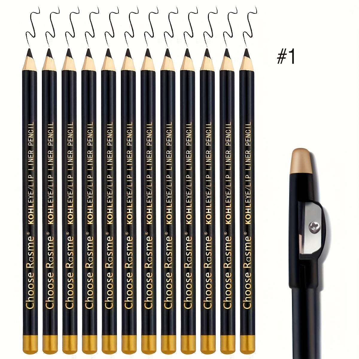Natural 12 Pcs Brown Waterproof Eyebrow Pencil Eyeliner Set