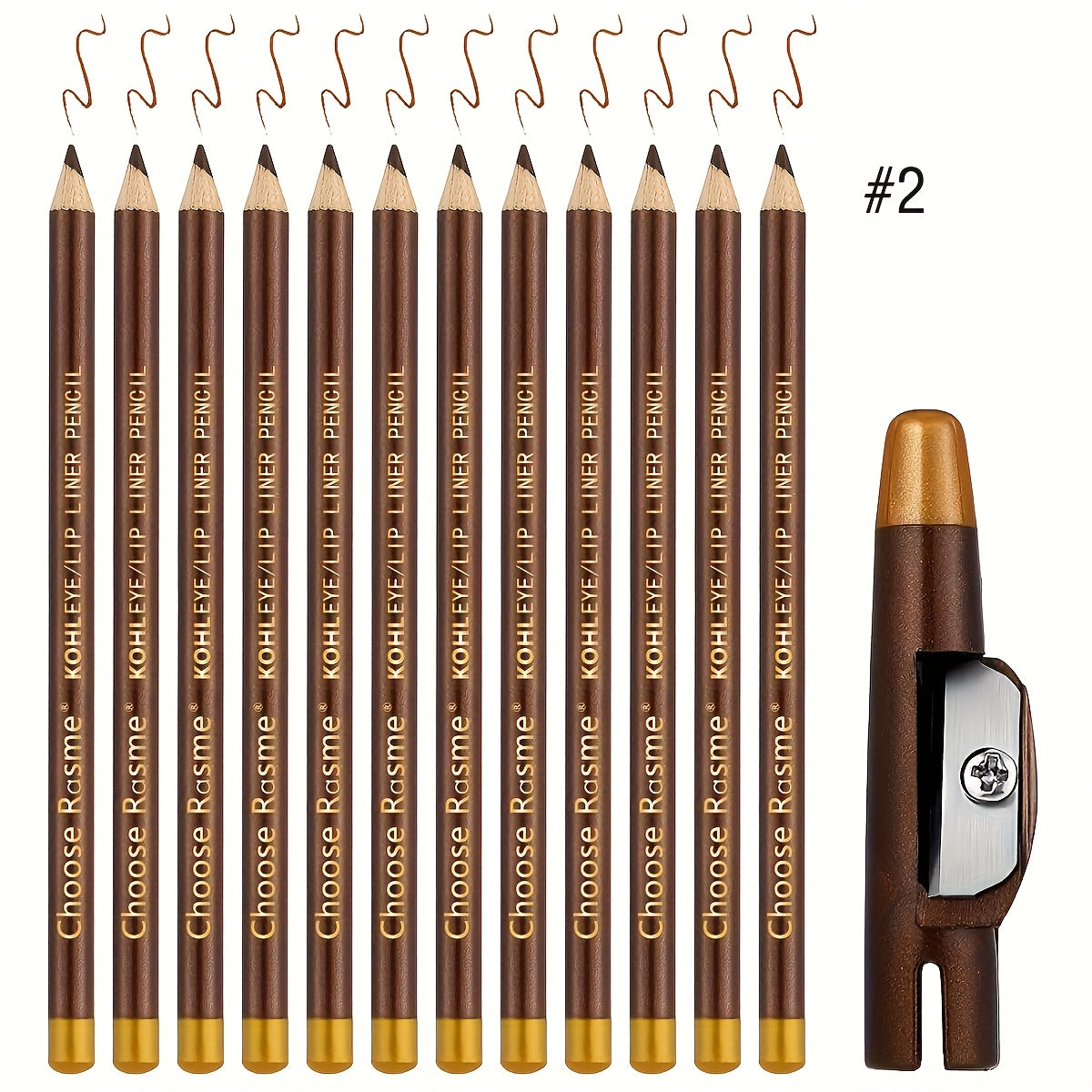 Natural 12 Pcs Brown Waterproof Eyebrow Pencil Eyeliner Set