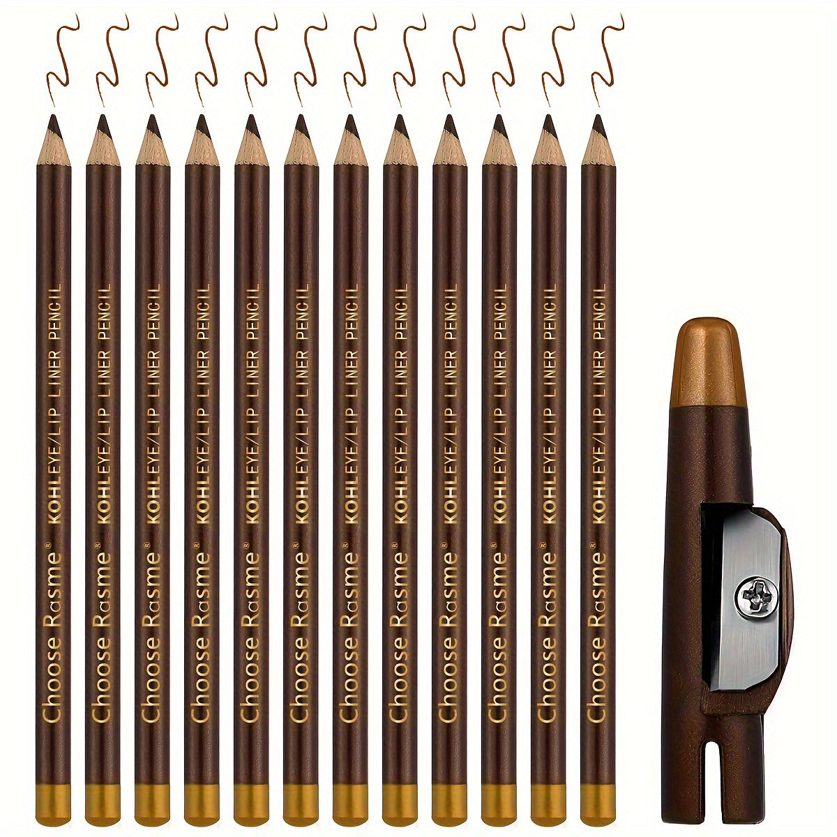 Natural 12 Pcs Brown Waterproof Eyebrow Pencil Eyeliner Set
