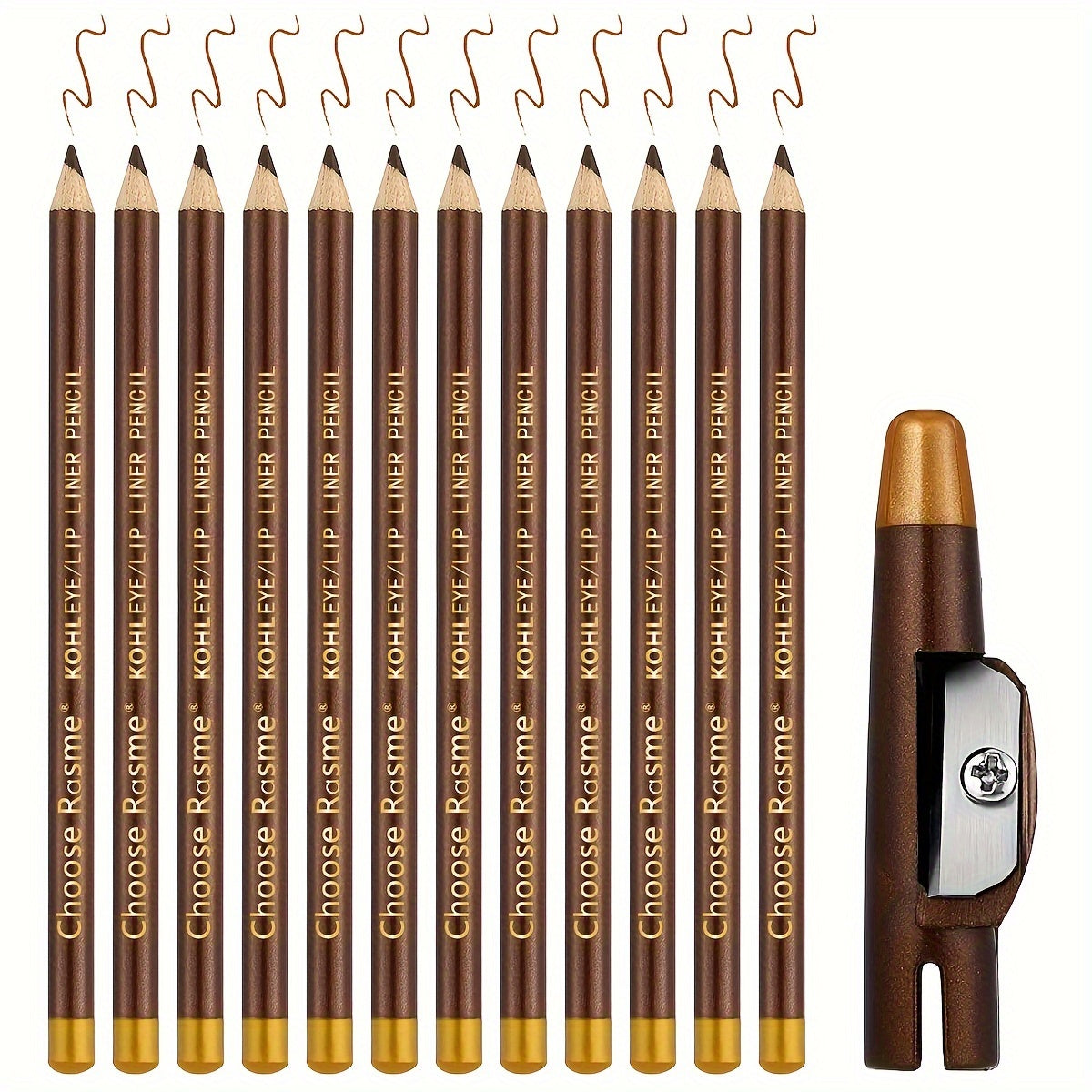 Natural 12 Pcs Brown Waterproof Eyebrow Pencil Eyeliner Set