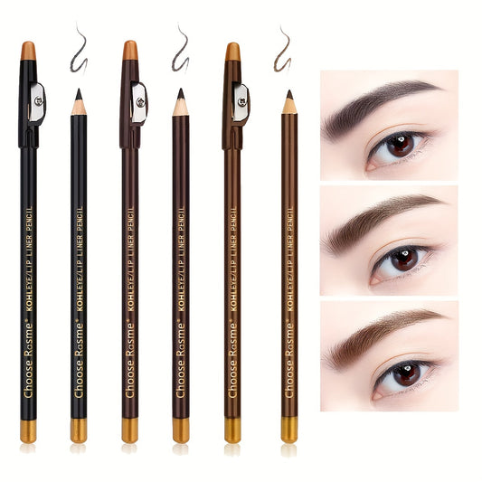 Natural 12 Pcs Brown Waterproof Eyebrow Pencil Eyeliner Set