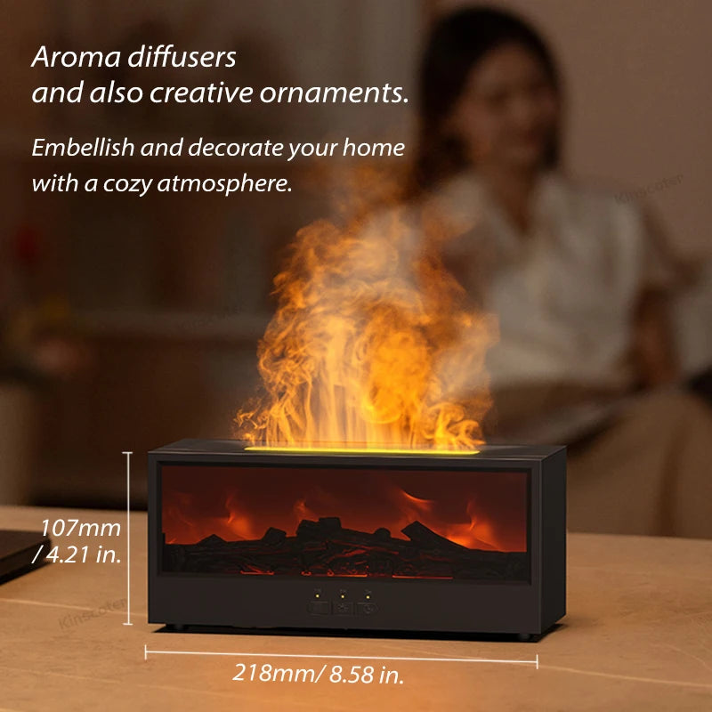 Fireplace Air Humidifier Essential Oil Diffuser with LED Light & Remote Control