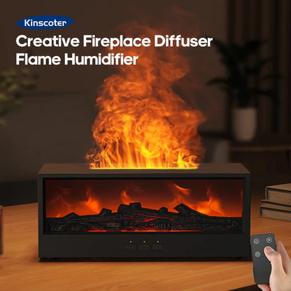 Fireplace Air Humidifier Essential Oil Diffuser with LED Light & Remote Control