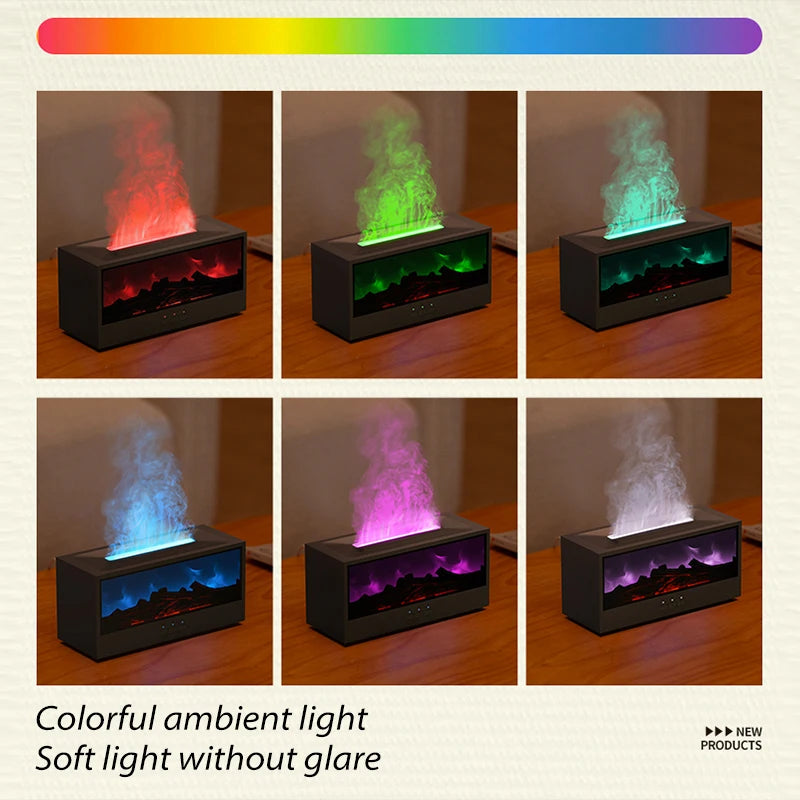 Fireplace Air Humidifier Essential Oil Diffuser with LED Light & Remote Control