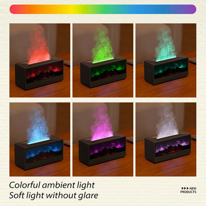 Fireplace Air Humidifier Essential Oil Diffuser with LED Light & Remote Control
