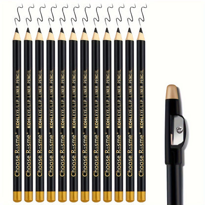 Natural 12 Pcs Brown Waterproof Eyebrow Pencil Eyeliner Set